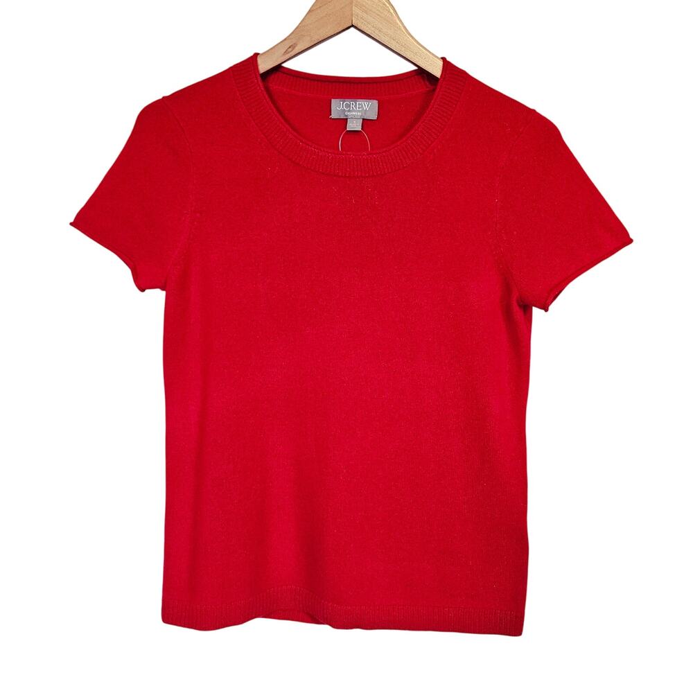 J. Crew Red Fitted Short Sleeve Cashmere Tee
